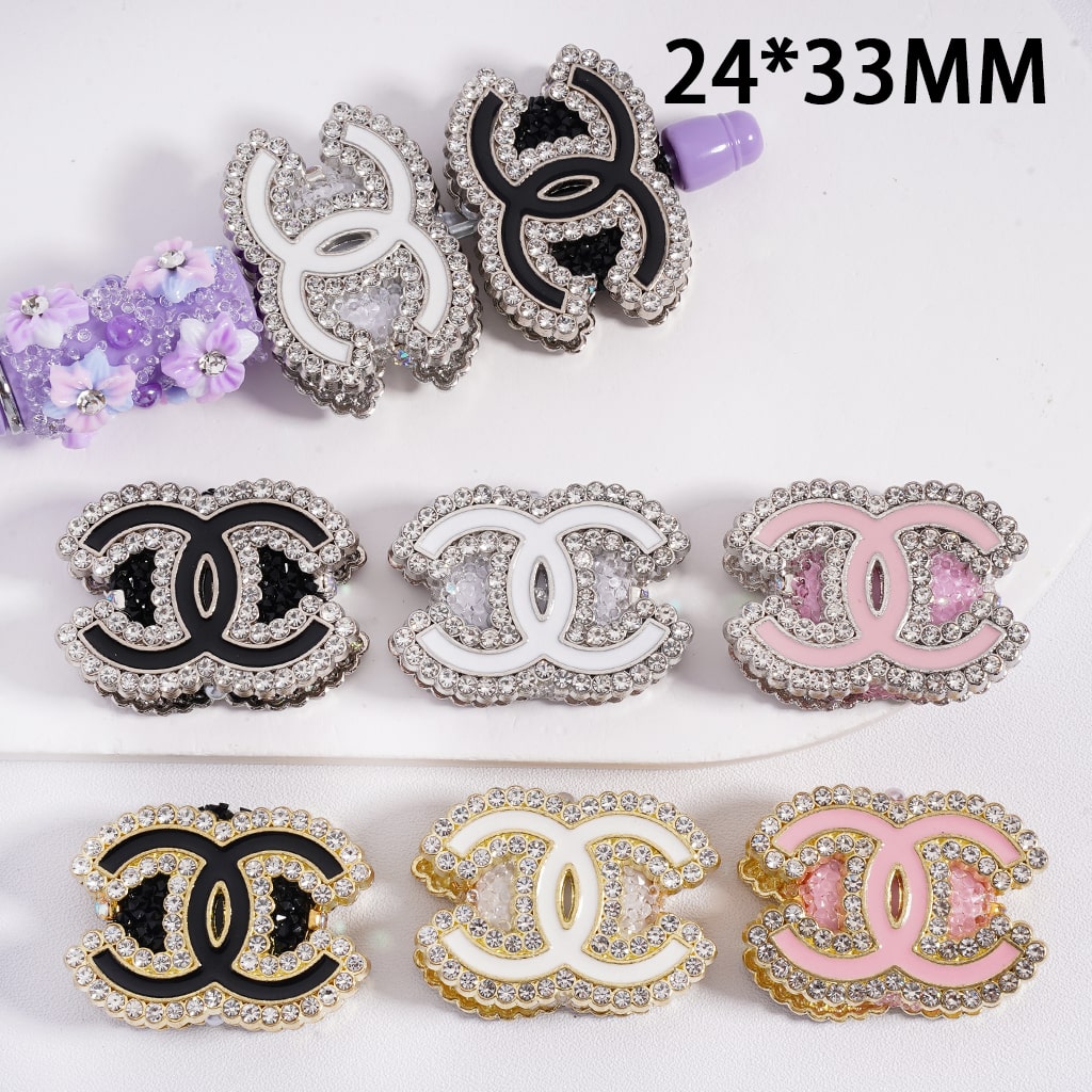 CCC Fancy Alloy Sugar Beads with Clear & AB Rhinestones White Pearls 24*33MM