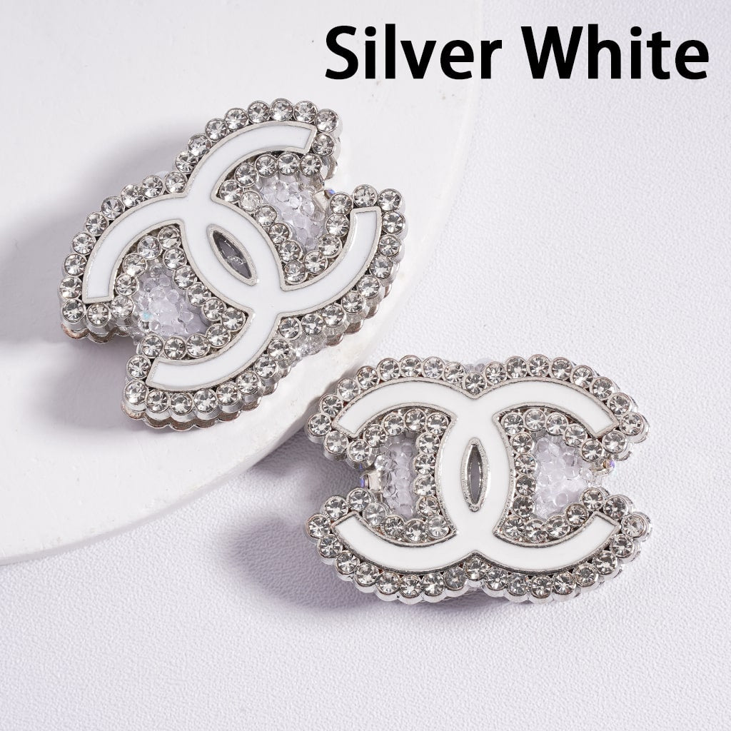 CCC Fancy Alloy Sugar Beads with Clear & AB Rhinestones White Pearls 24*33MM