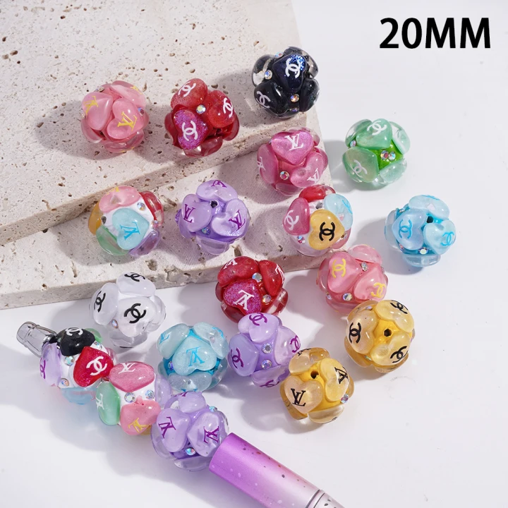 LV, CC candy-colored heart-shaped clay beads, 20mm, YY&AX