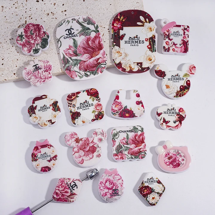 CC HE Rose-Red Floral Acrylic Irregular Mixed Beads,SH
