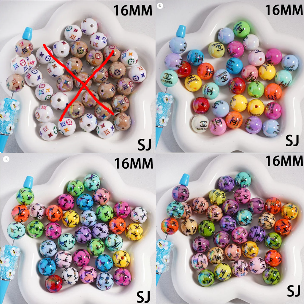 CC VL Round Acrylic Beads: UV-Coated, Shiny, Solid Colors, 16MM, Random Mix,SJ
