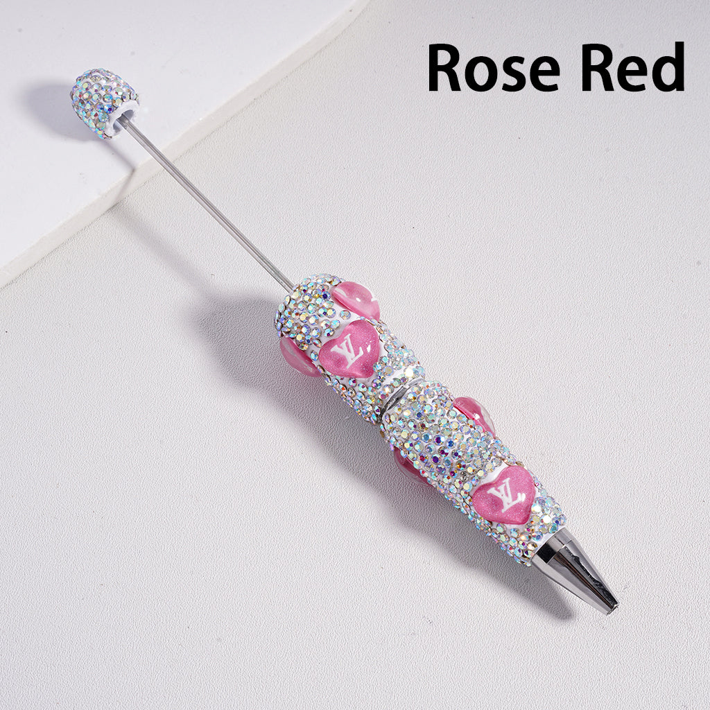 Beadable Clay Pens with Heart VL Mini AB & White Rhinestones Covered the Entire Pen. YY,FW
