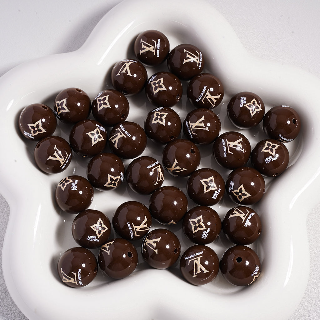 VL BBR GG CC HMS Printed Acrylic Beads - Assorted Colors, 16MM, QK