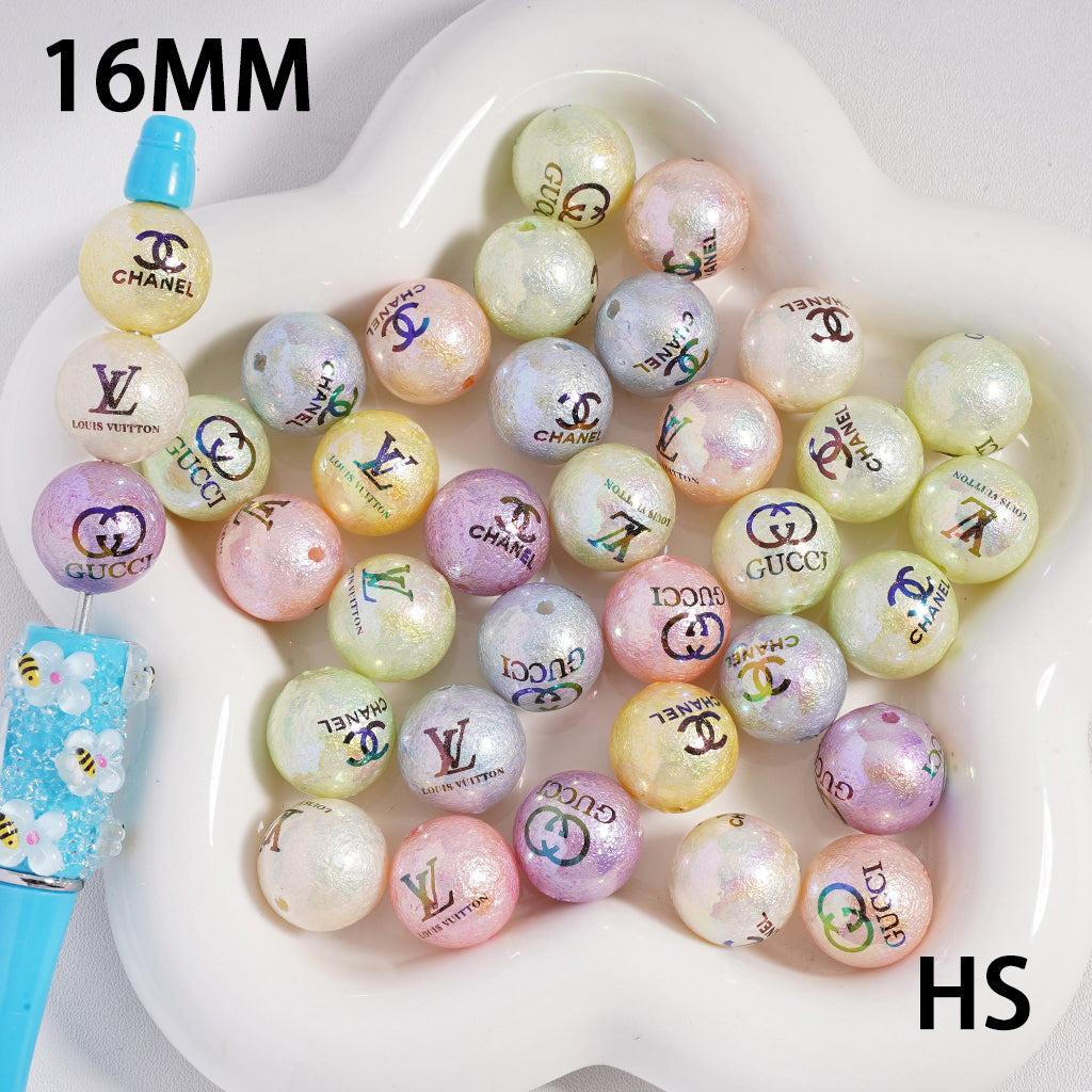 UV Coating CC VL GG Bumpy Effect Acrylic Beads, 16MM, Random Mix, HS