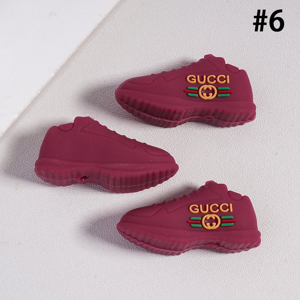 3D Colorful GG Sneaker Shape Silicone Focal Beads, QF