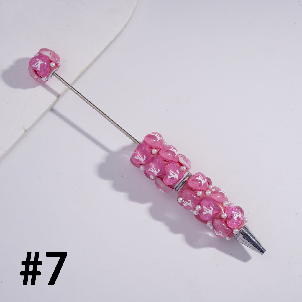 VL Multicolor Heart-Shaped Beaded Ballpoint Pen,YY&AX