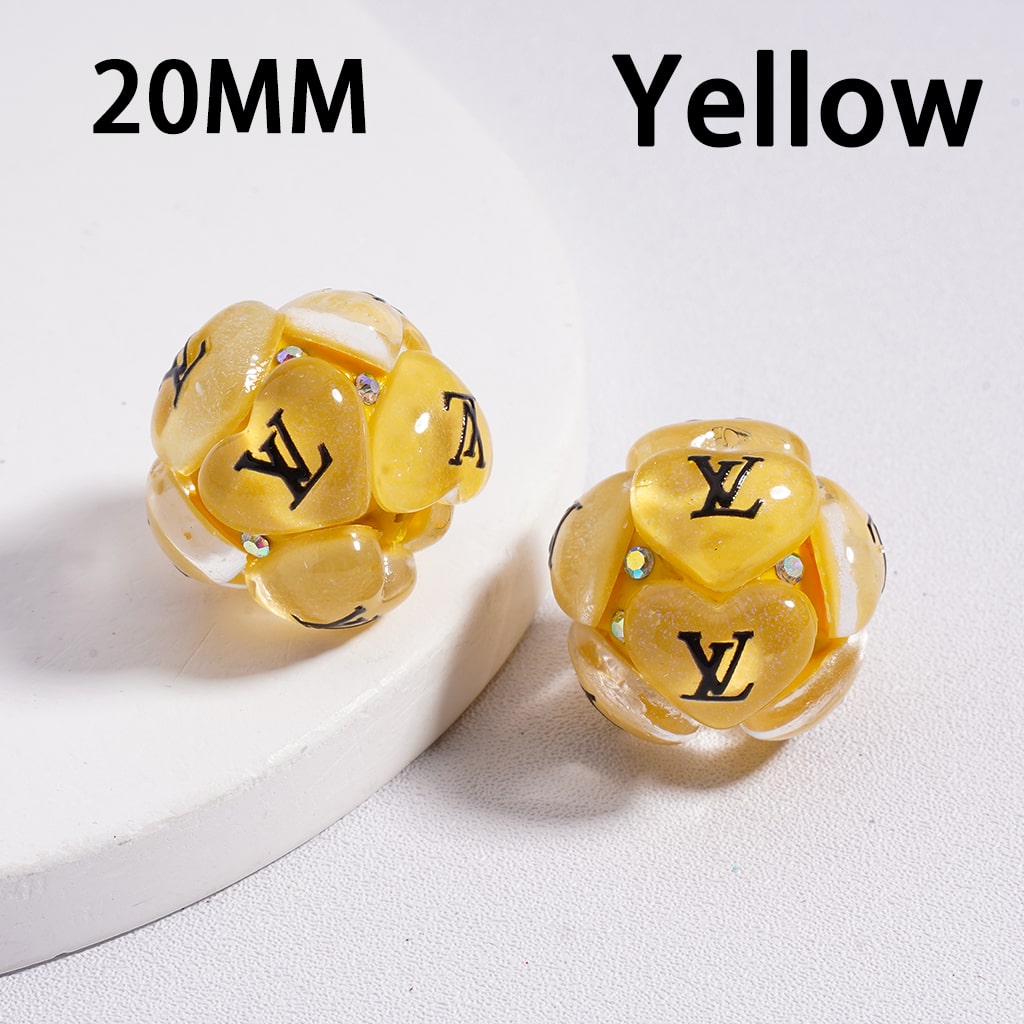 VL Clay Beads with Cute Hearts Shiny AB Rhinestones 20MM