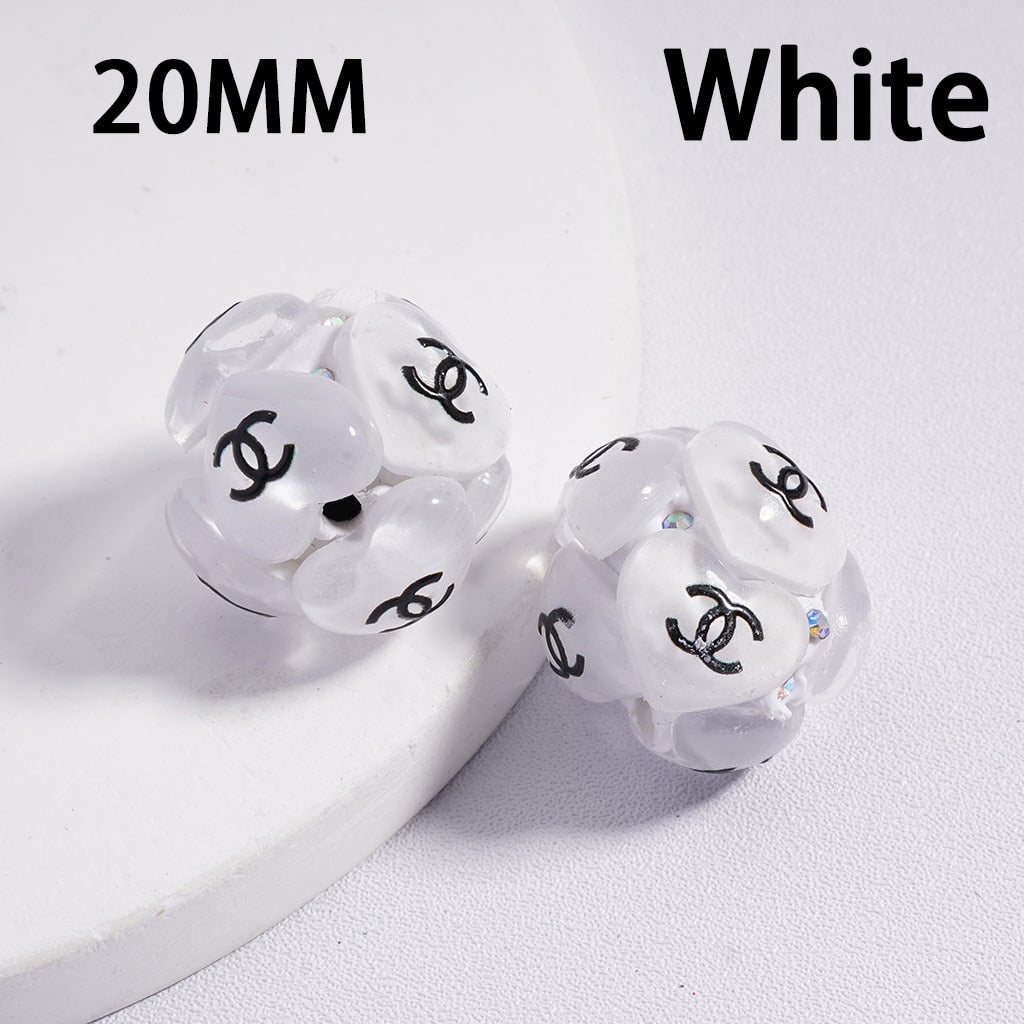 CCC Clay Beads with Cute Hearts Shiny AB Rhinestones 20MM