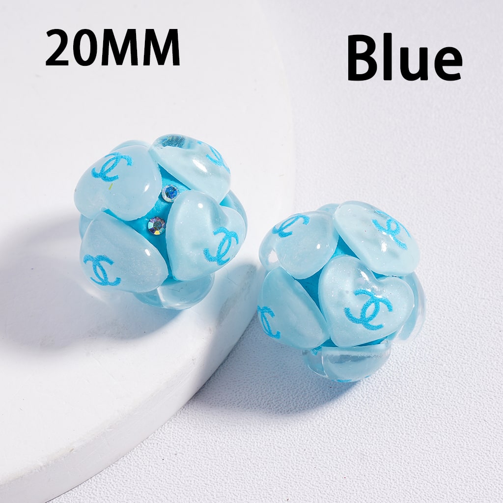 CCC Clay Beads with Cute Hearts Shiny AB Rhinestones 20MM