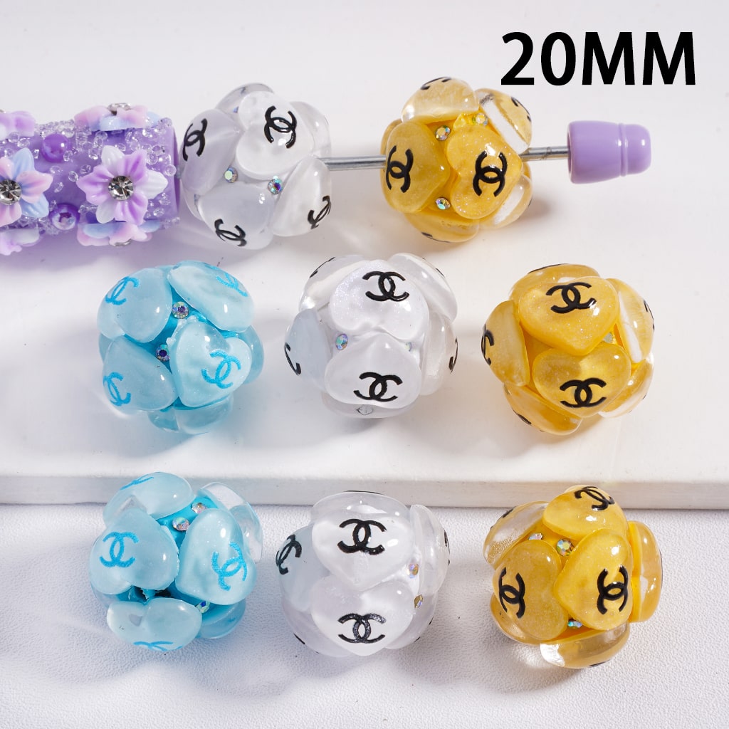 CC Clay Beads with Cute Hearts Shiny AB Rhinestones 20MM, Random Mix, YY FW