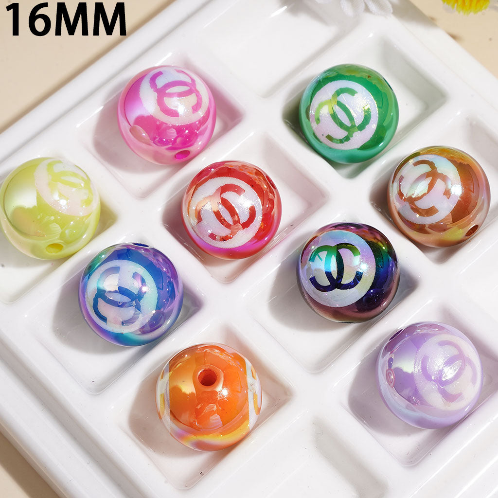 Bowling ball colored 16mm CC beads