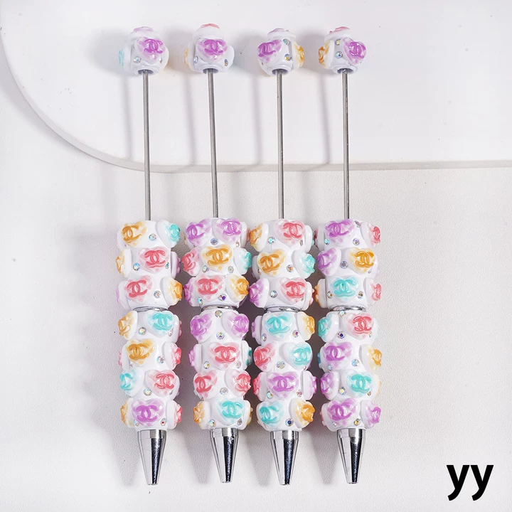 Beadable Clay Pens with Colorful Heart CC Mini AB Rhinestones Covered the Pen.YY
