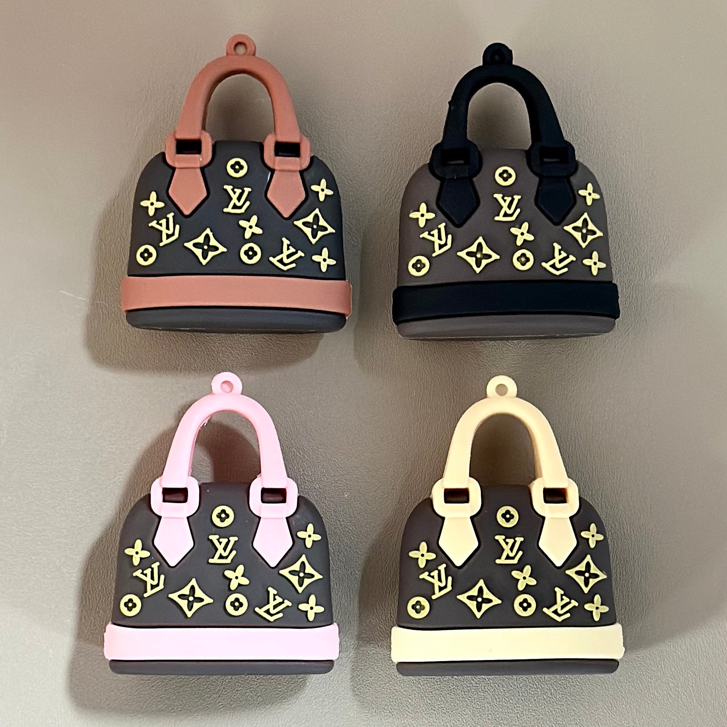 Designer VL Bag Purse Rubber Charm with Chain,Around 45*59MM ,Random Mix,NO HOLE