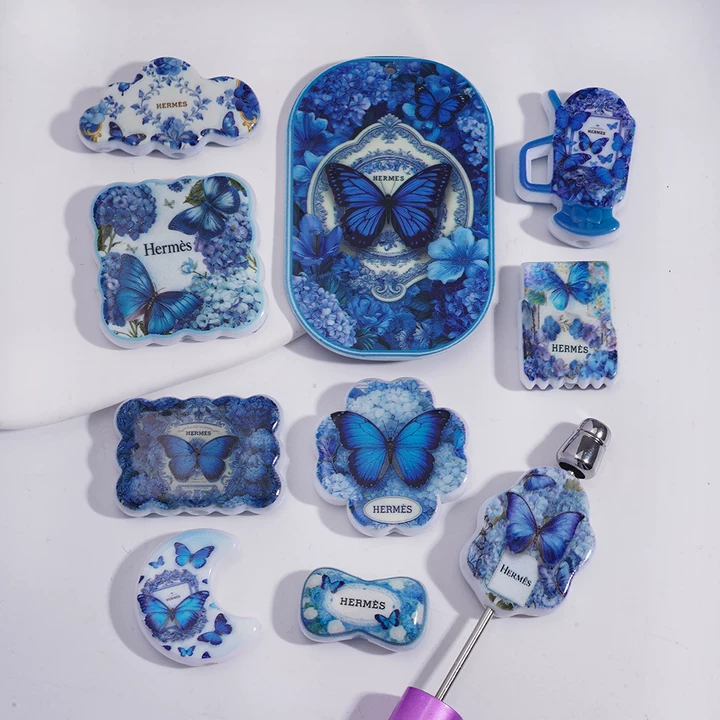 Her Navy Blue Butterfly Irregular Random Mixing Acrylic Beads,SH