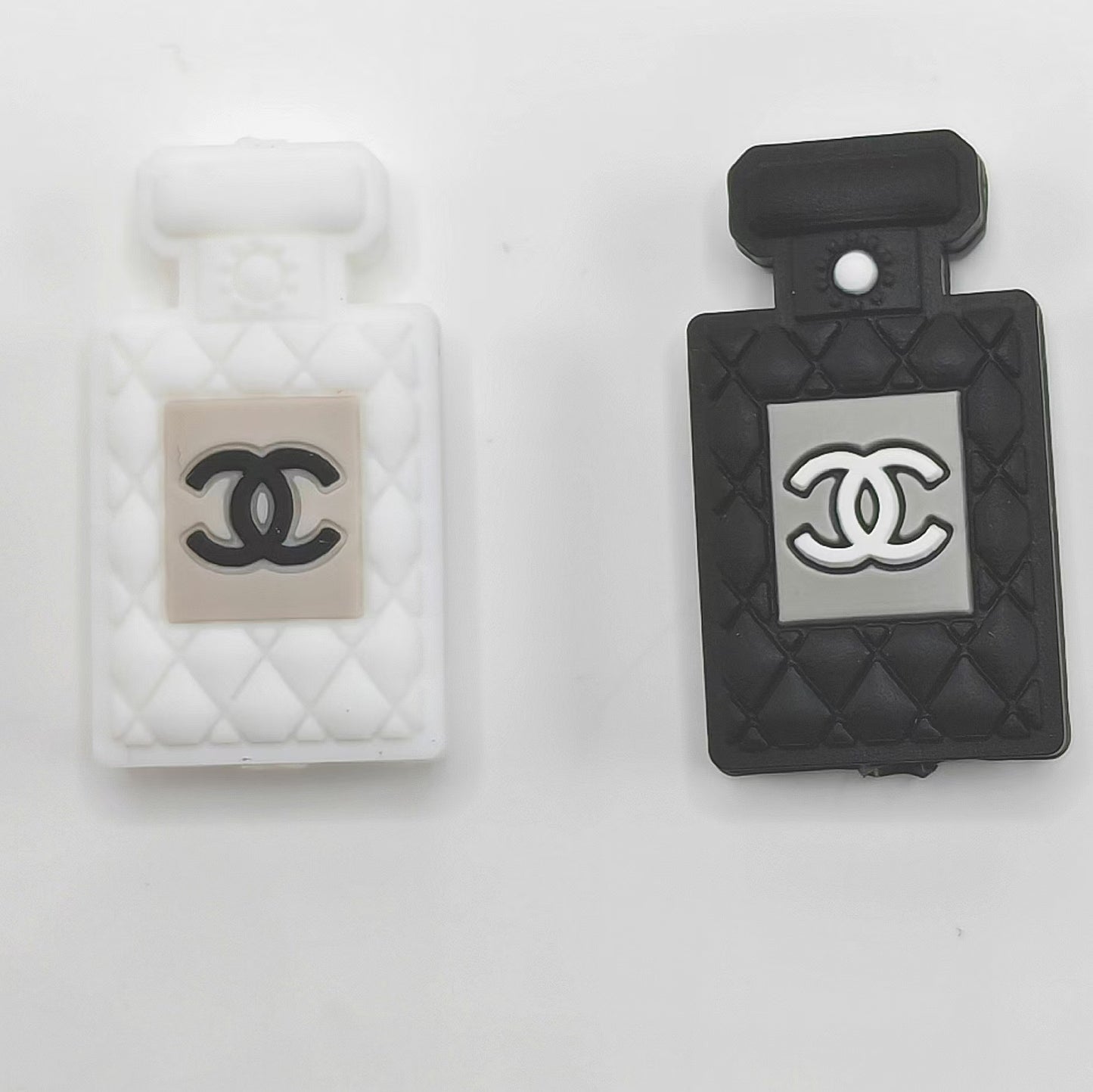 CC Black and White Perfume Bottle Silicone Focal Beads