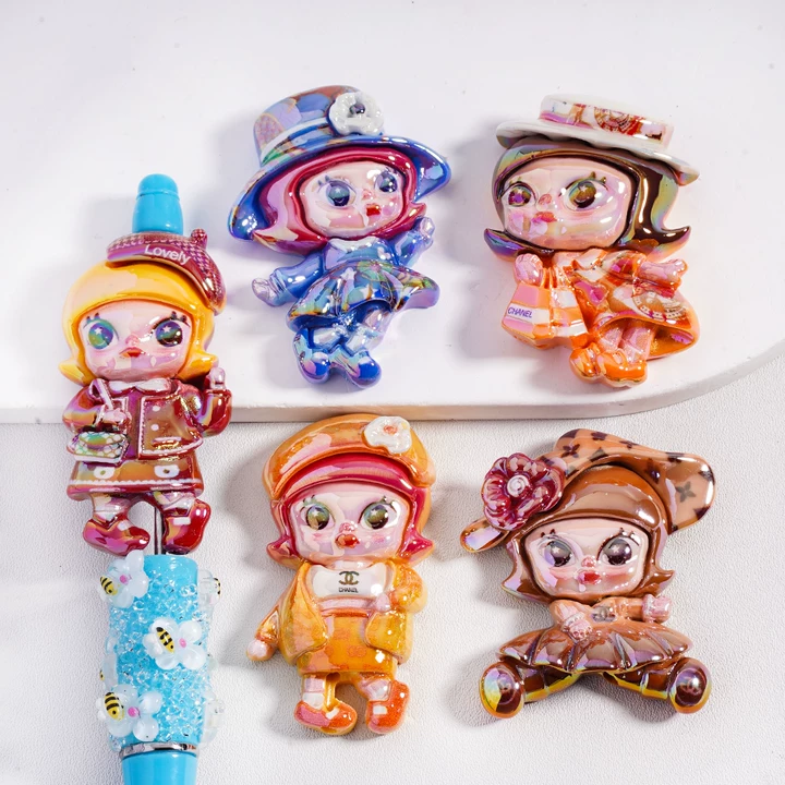 Designer Inspired CC Acrylic Beads Cute Girls in Different Shapes, Random Mix, QY