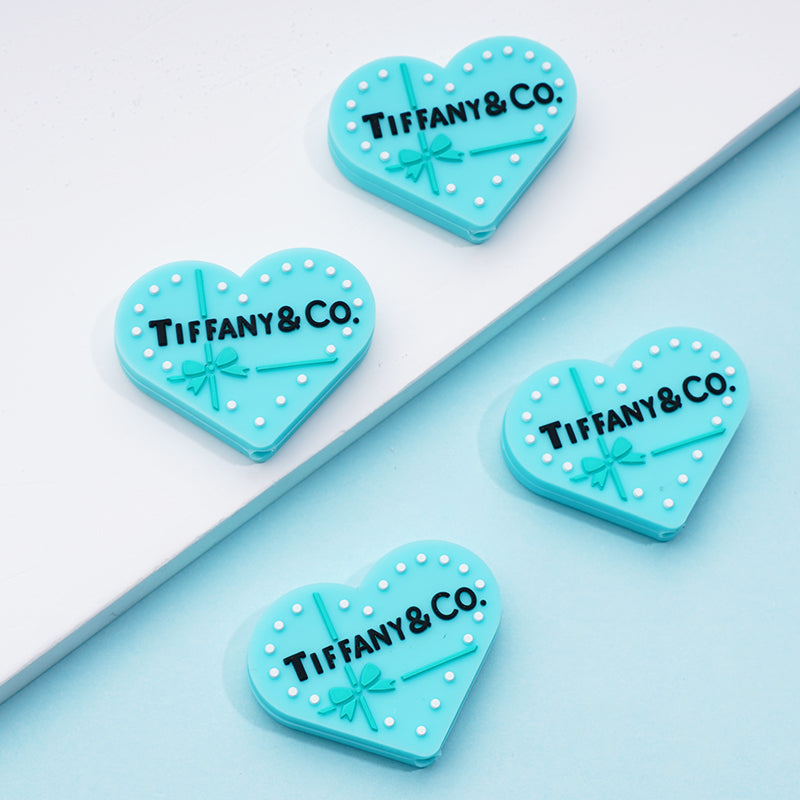 Heart Tiffaney & Co White Spot Silicone Focal Beads
