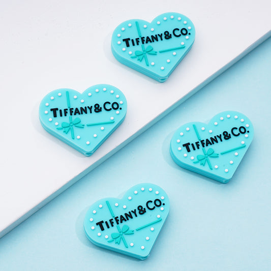 Heart Tiffaney & Co White Spot Silicone Focal Beads