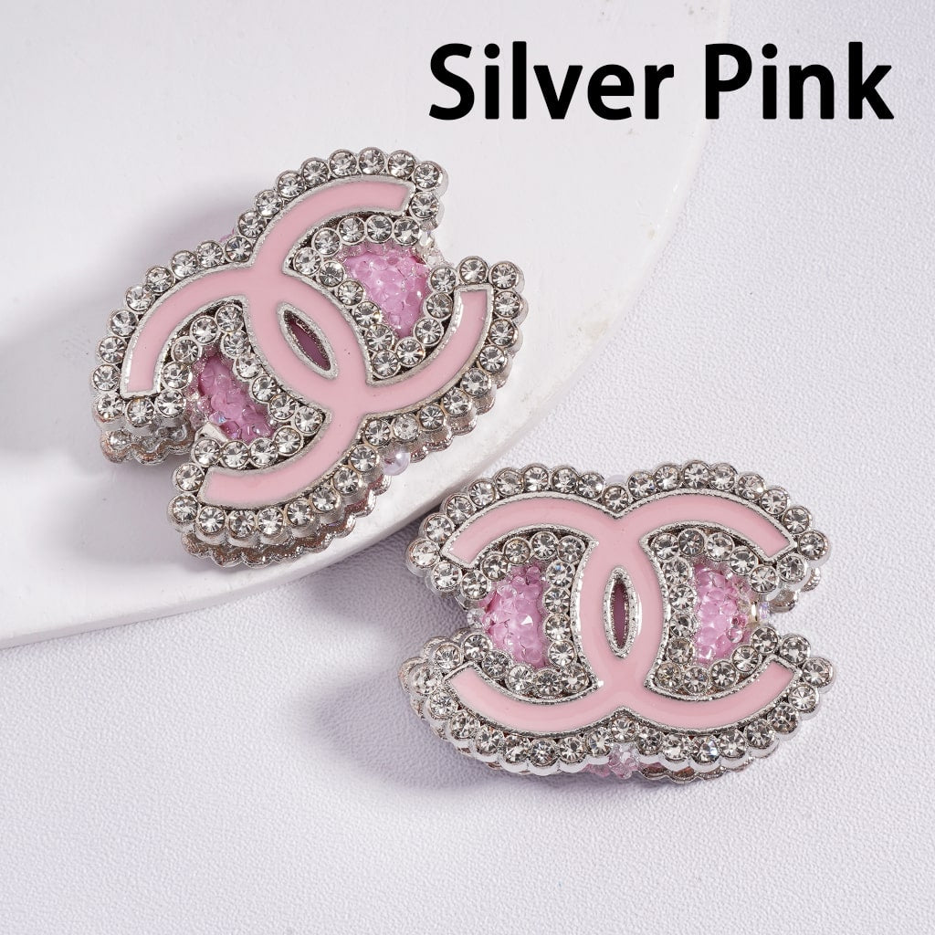 CCC Fancy Alloy Sugar Beads with Clear & AB Rhinestones White Pearls 24*33MM
