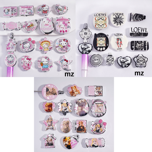 Acrylic Beads Featuring Hallo Kitty, Magical Girl Themes, And Dark Patterns, In Various Irregular Shapes, MZ