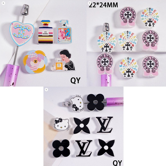 CC VL CH Fashionable Cartoon Letter Pattern Acrylic Beaded Jewelry,Random Mix, QY