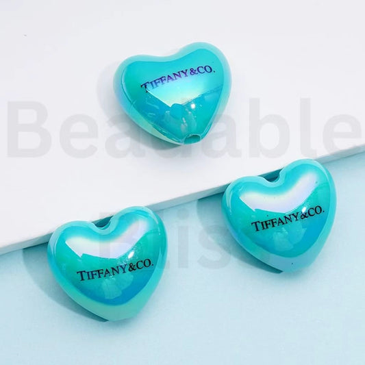 TF Blue Heart Acrylic Beads，WQ