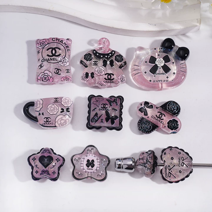 CC Classic Bow Black and Pink Transparent Acrylic Mixed Shapes,XY