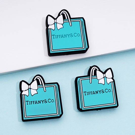 Gift Shopping Bag Tiffaney & Co White Bow Silicone Focal Beads