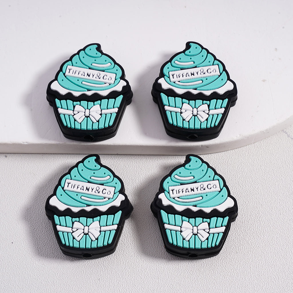 Tiffaney & Co Mint Buttercream Cupcakes & Butterfly Silicone Focal Beads ZQ