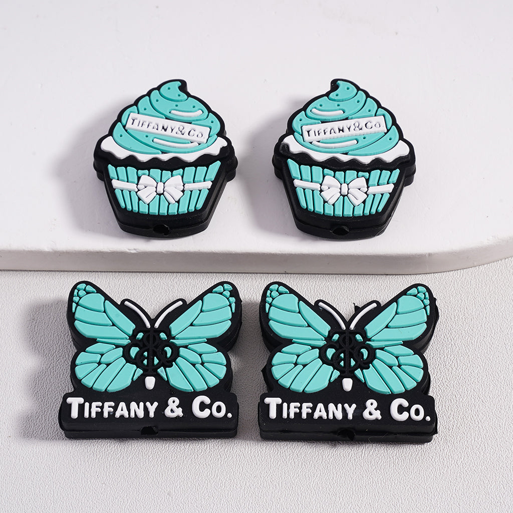 Tiffaney & Co Mint Buttercream Cupcakes & Butterfly Silicone Focal Beads ZQ