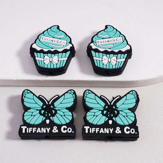 Tiffaney & Co Mint Buttercream Cupcakes & Butterfly Silicone Focal Beads ZQ