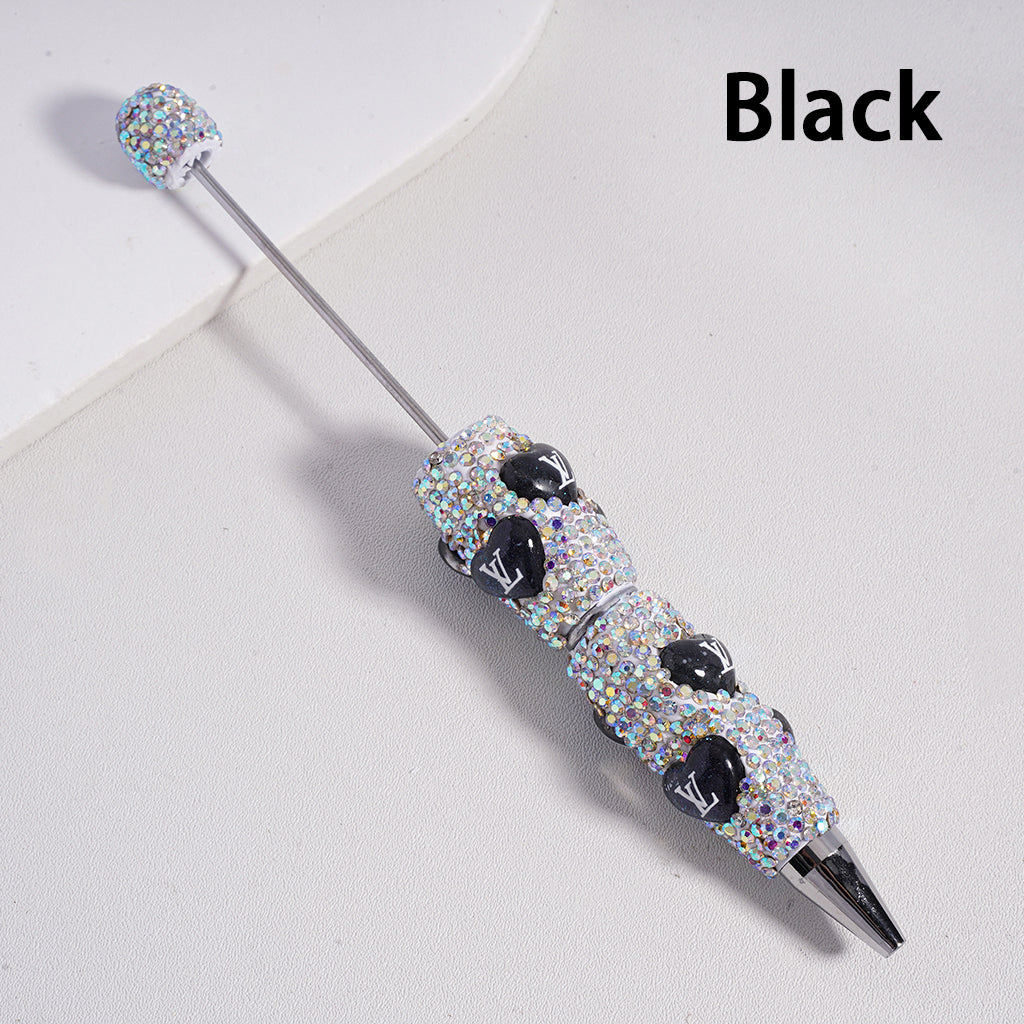 Beadable Clay Pens with Heart VL Mini AB & White Rhinestones Covered the Entire Pen. YY,FW