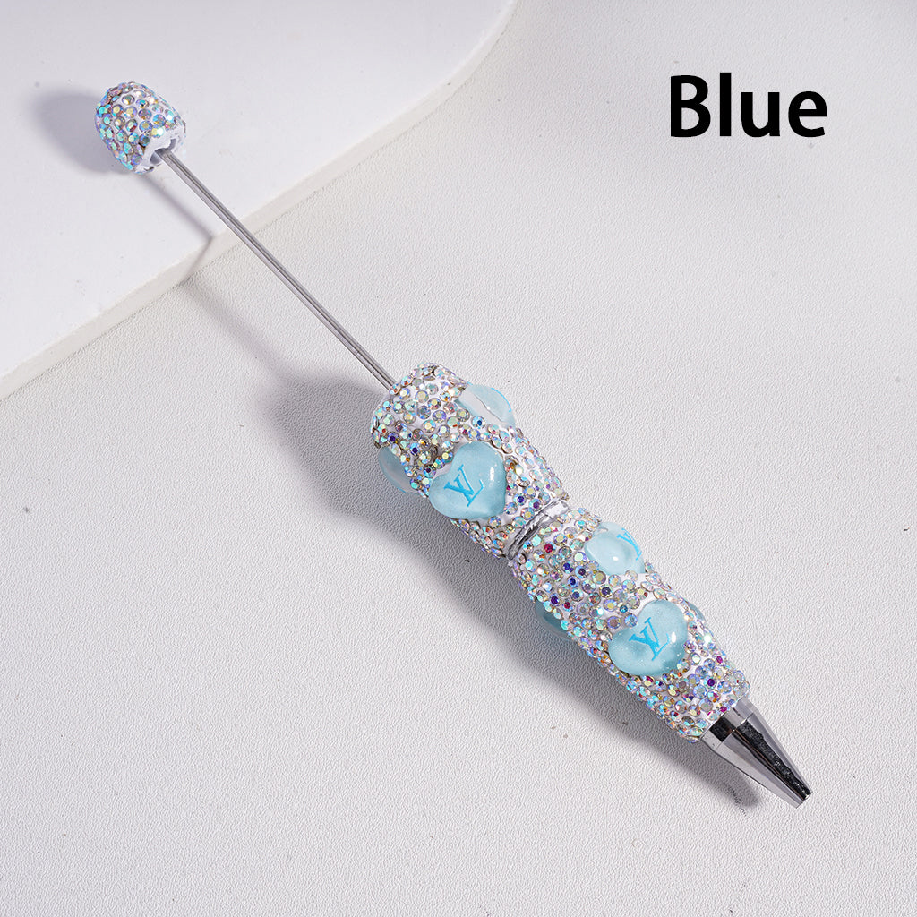 Beadable Clay Pens with Heart VL Mini AB & White Rhinestones Covered the Entire Pen. YY,FW