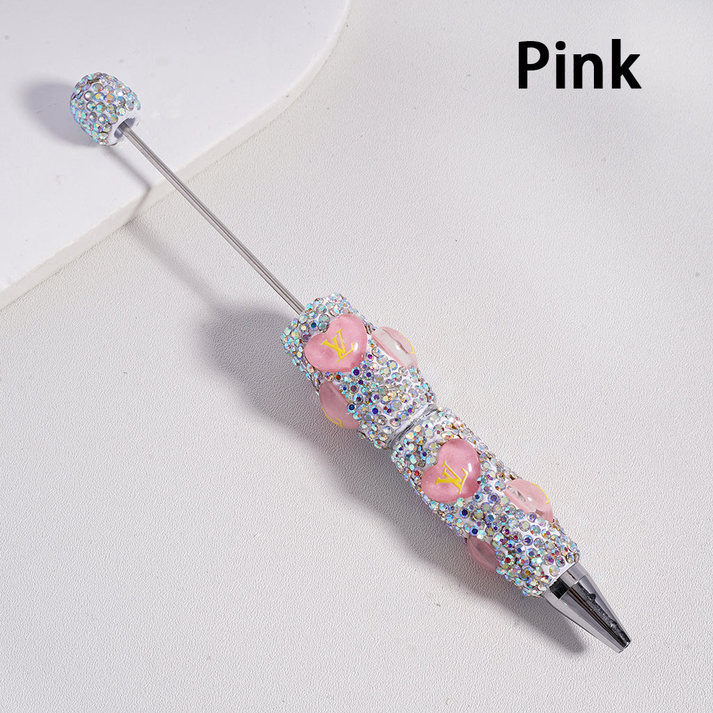 Beadable Clay Pens with Heart VL Mini AB & White Rhinestones Covered the Entire Pen. YY,FW