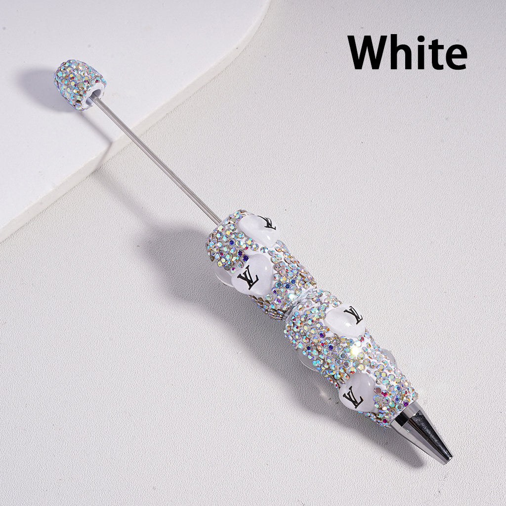 Beadable Clay Pens with Heart VL Mini AB & White Rhinestones Covered the Entire Pen. YY,FW