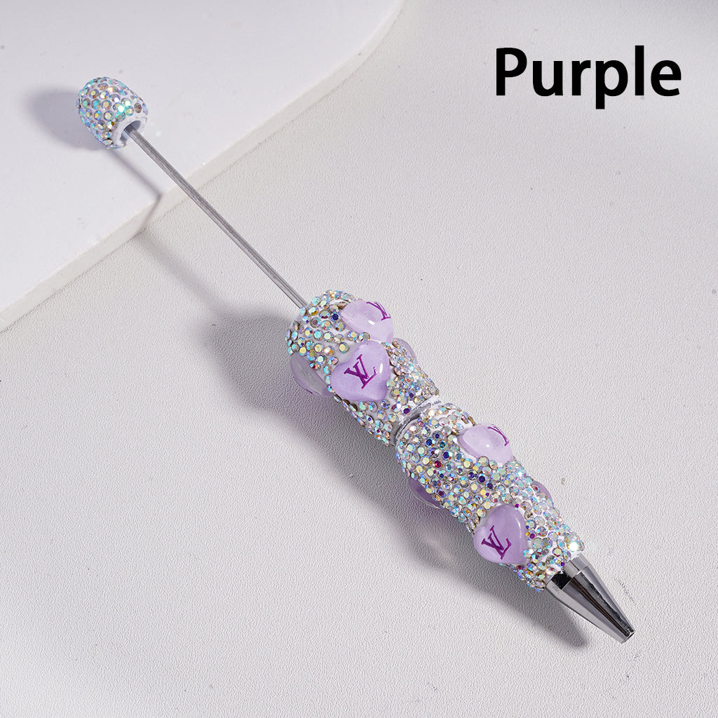 Beadable Clay Pens with Heart VL Mini AB & White Rhinestones Covered the Entire Pen. YY,FW