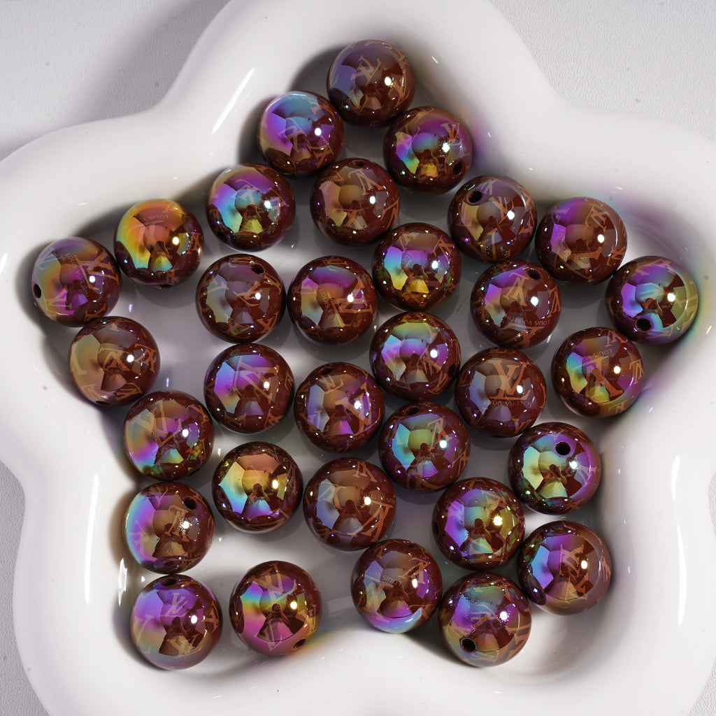 Classic VL Round Acrylic Beads UV-Coated in Various Colors, 16MM, SJ