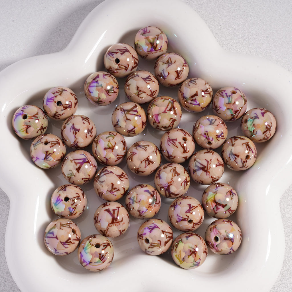 Classic VL Round Acrylic Beads UV-Coated in Various Colors, 16MM, SJ