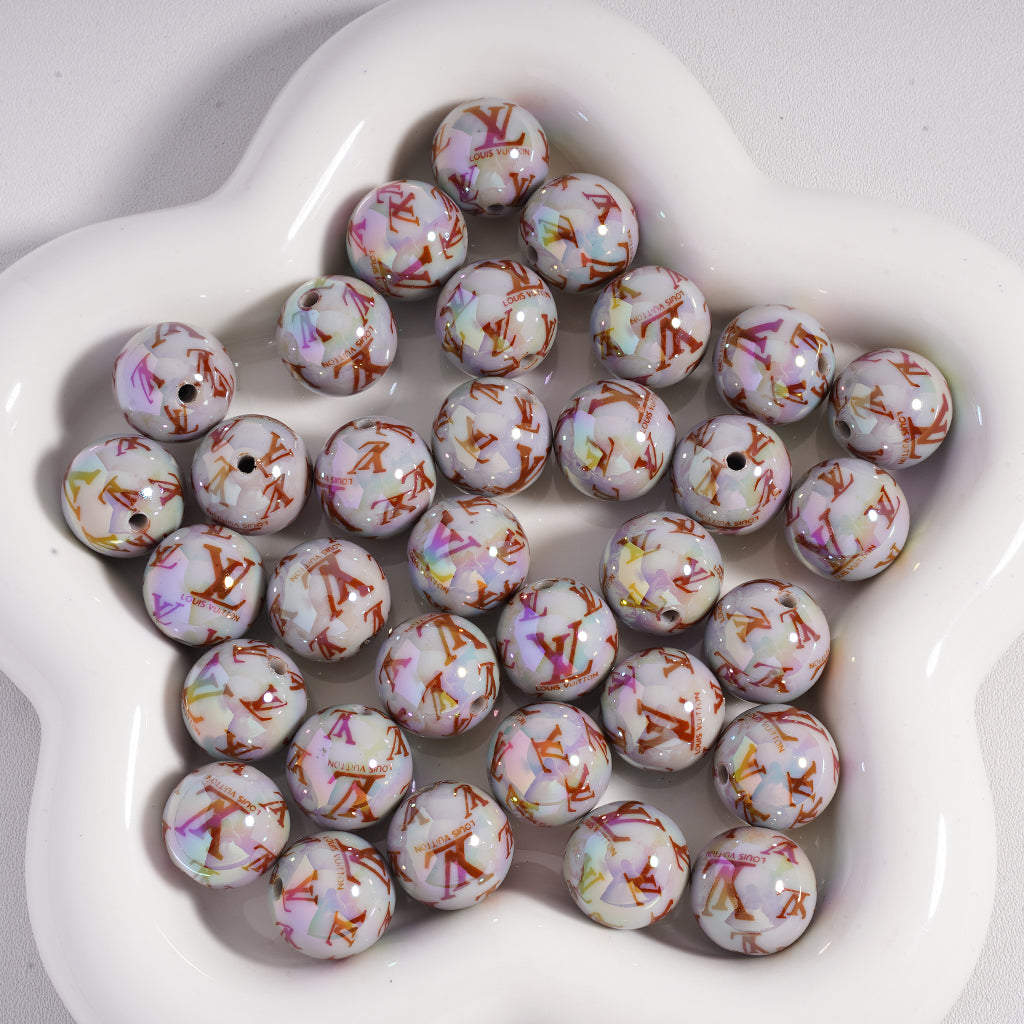 Classic VL Round Acrylic Beads UV-Coated in Various Colors, 16MM, SJ