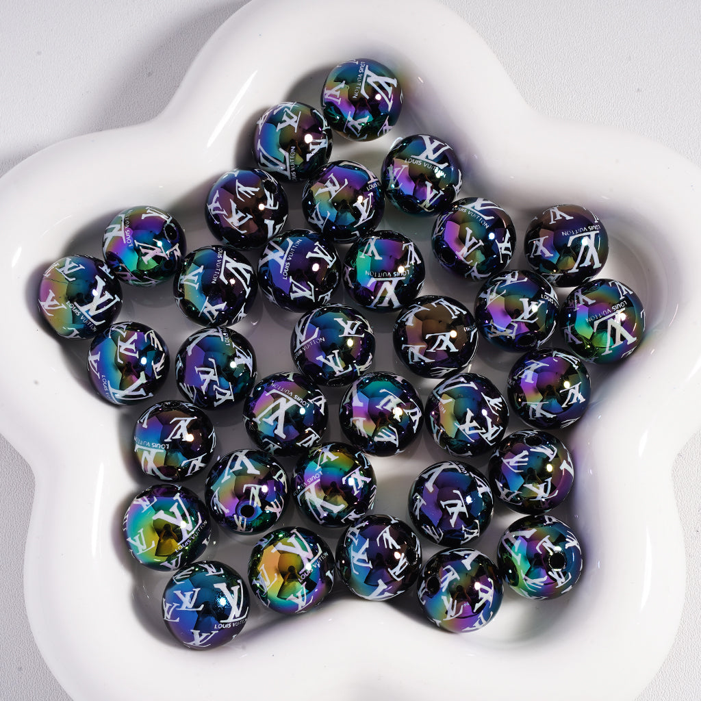 Classic VL Round Acrylic Beads UV-Coated in Various Colors, 16MM, SJ