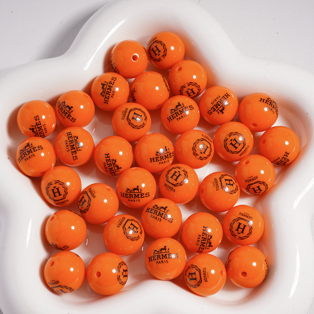 VL BBR GG CC HMS Printed Acrylic Beads - Assorted Colors, 16MM, QK