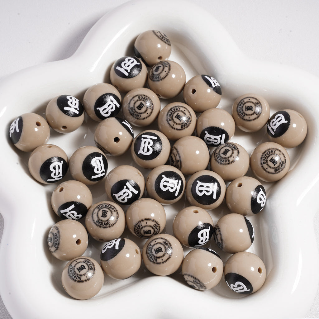 VL BBR GG CC HMS Printed Acrylic Beads - Assorted Colors, 16MM, QK