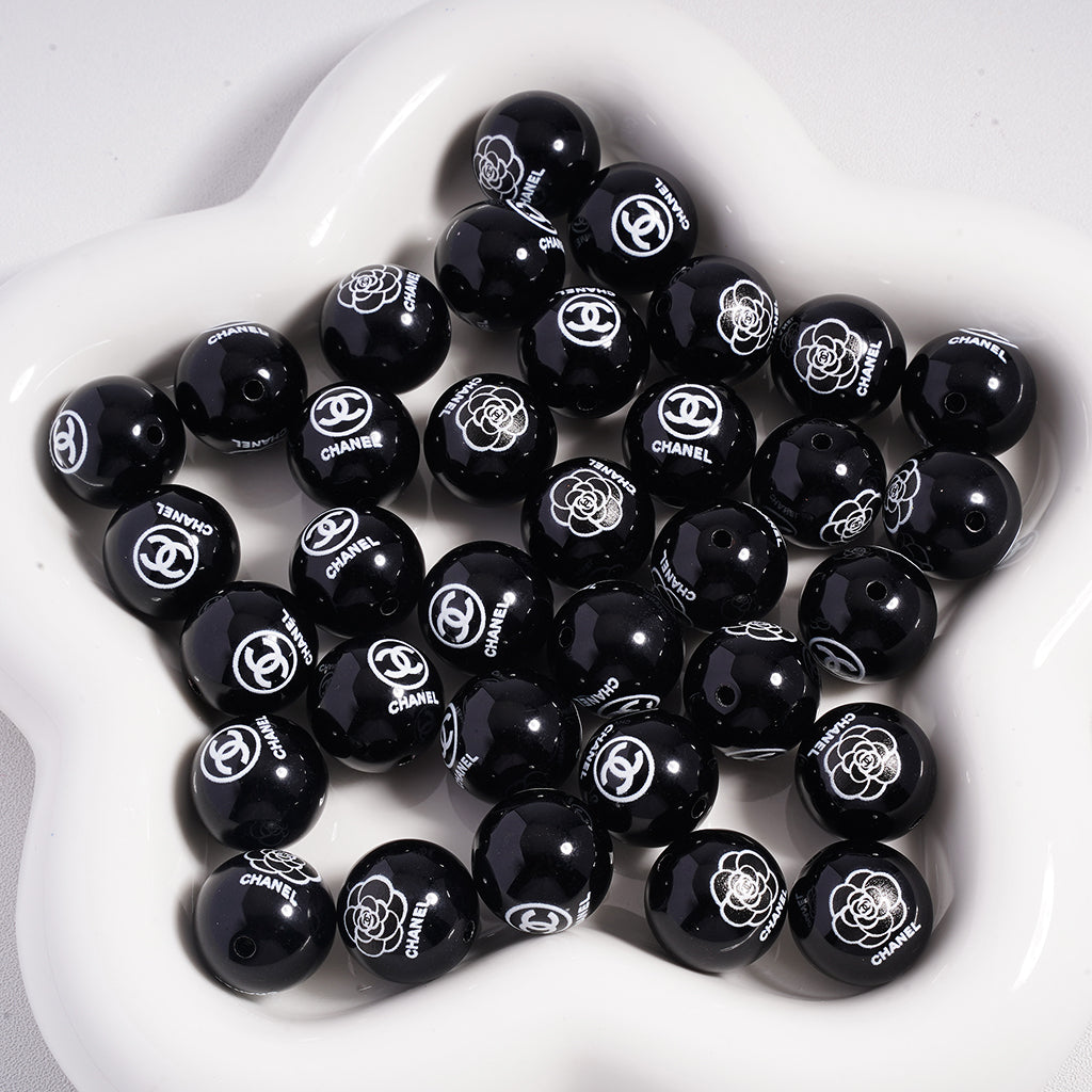 VL BBR GG CC HMS Printed Acrylic Beads - Assorted Colors, 16MM, QK