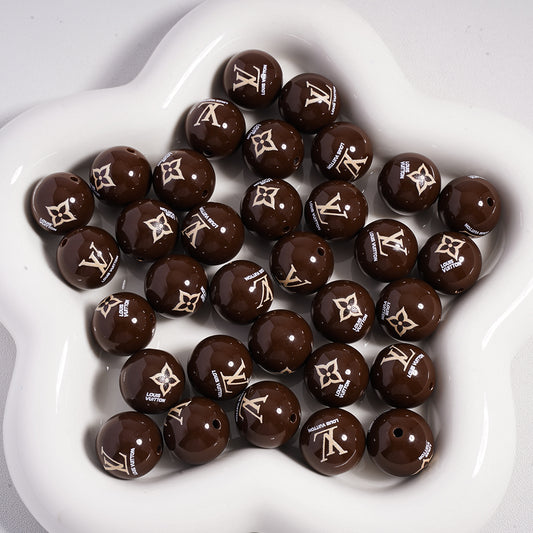 VL BBR GG  Printed Acrylic Beads - Assorted Colors, 16MM, QK