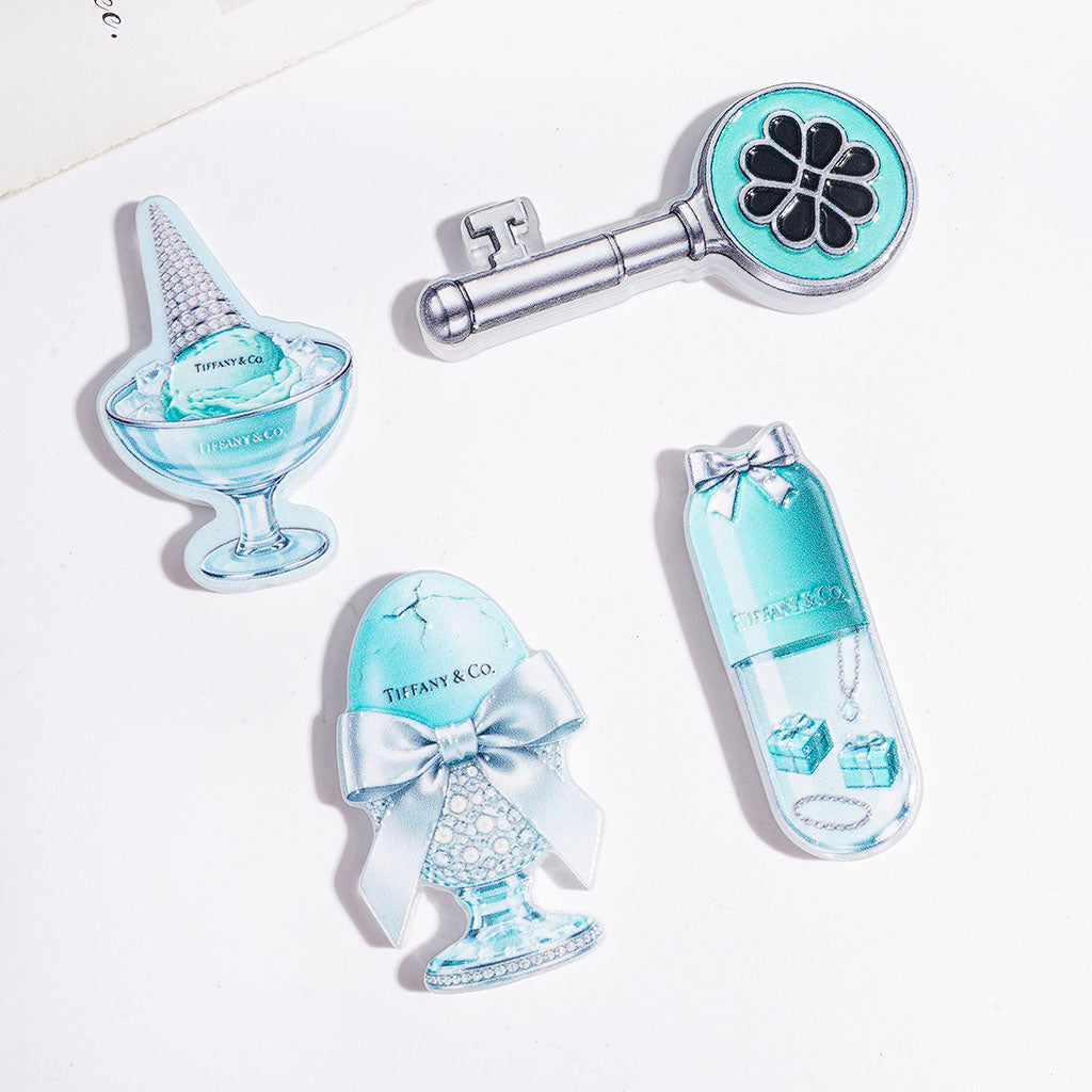 Tiffany Blue Acrylic Beads, Heart Key Coffee Ice Cream Pendant for DIY Beads Jewelry Making