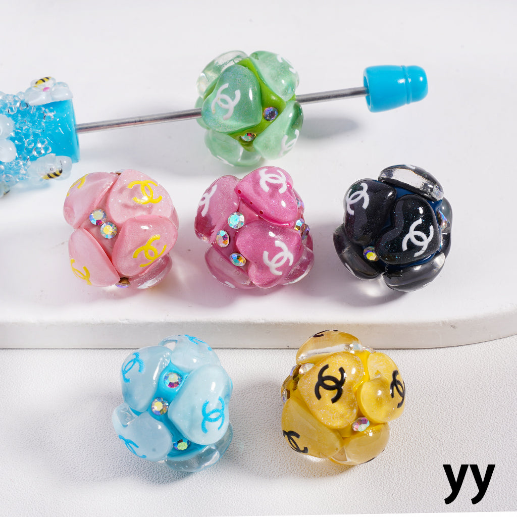 CC Clay Beads with Cute Hearts Shiny AB Rhinestones 20MM, Random Mix, YY FW