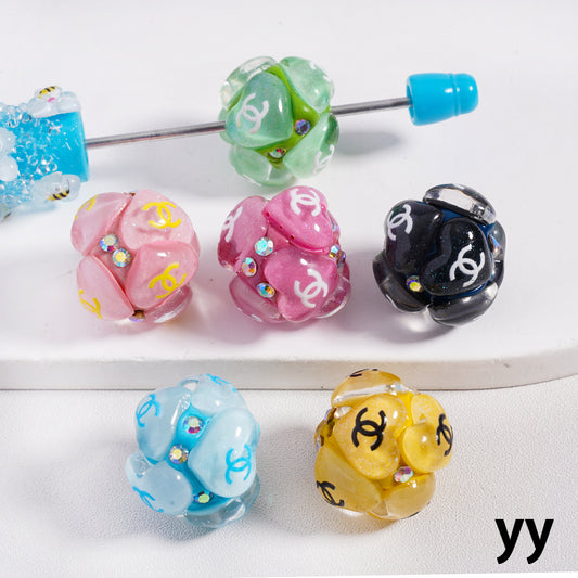 CC Clay Beads with Cute Hearts Shiny AB Rhinestones 20MM, Random Mix, YY FW