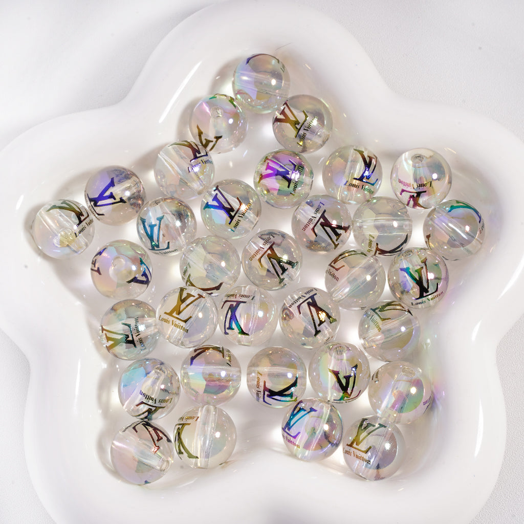 VL CC Transparent UV Coating Round Acrylic Beads，16MM