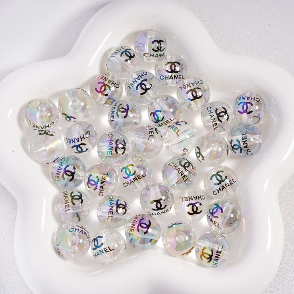 VL CC Transparent UV Coating Round Acrylic Beads，16MM
