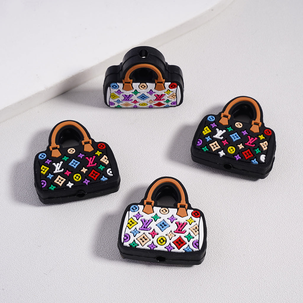 VL Black and White Handbag Silicone Focal Beads